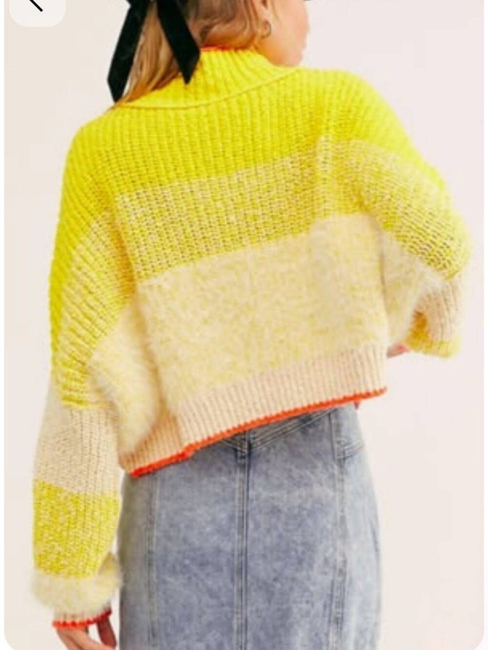 FREE PEOPLE X REVOLVE Sunbrite Colorblock Cropped Knit Yellow Sweater RARE NWT L - Picture 6 of 16